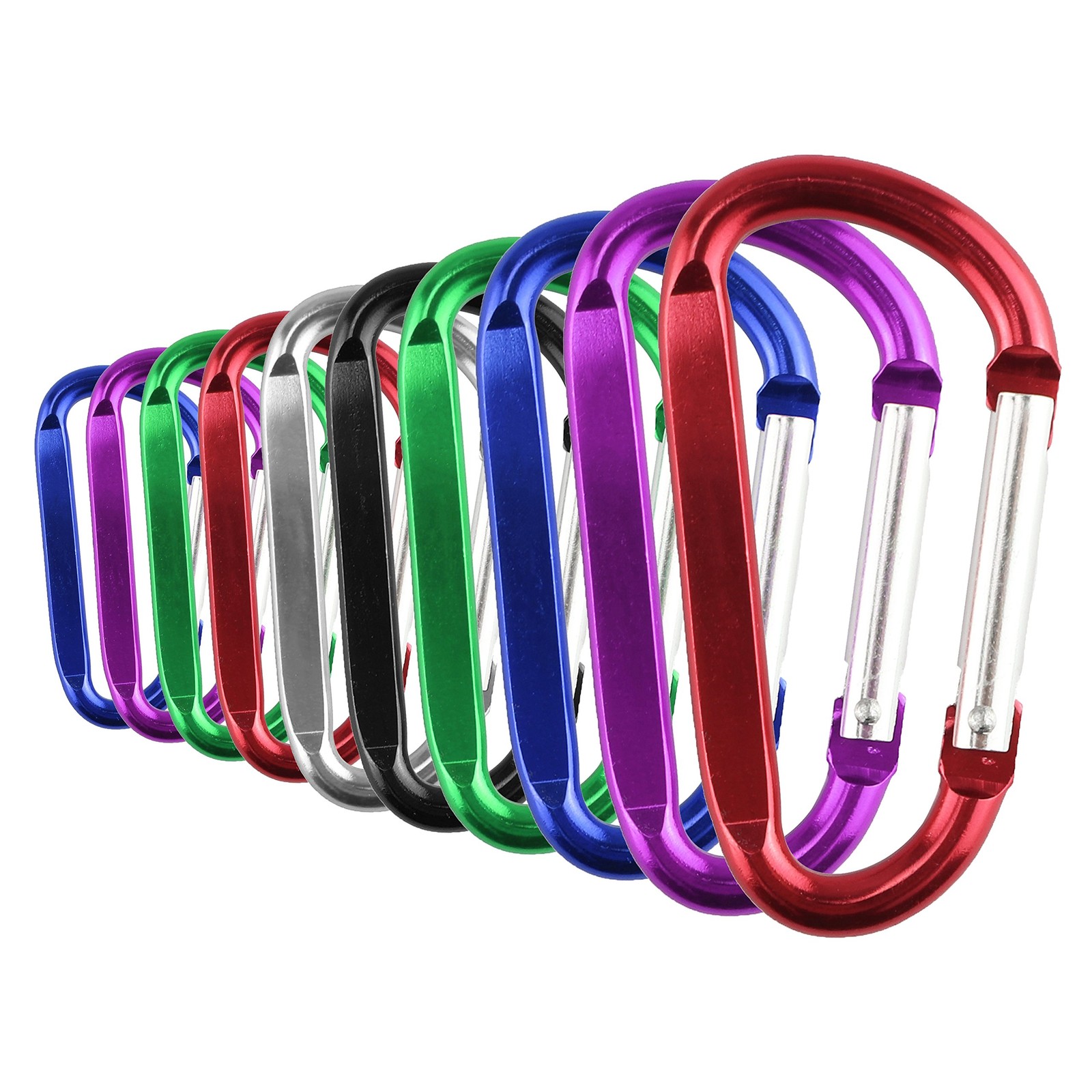 Aluminum Carabiner Clips D Shape Spring Snap Hook Keychain Camping Set