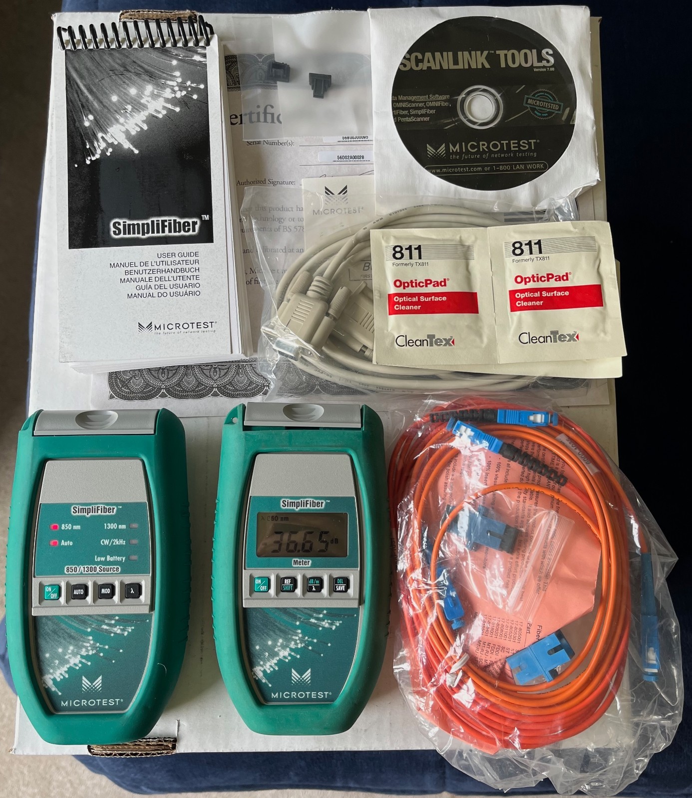 Microtest SimpliFiber Kit - Meter and 850/1300 Source with Accessories and Case