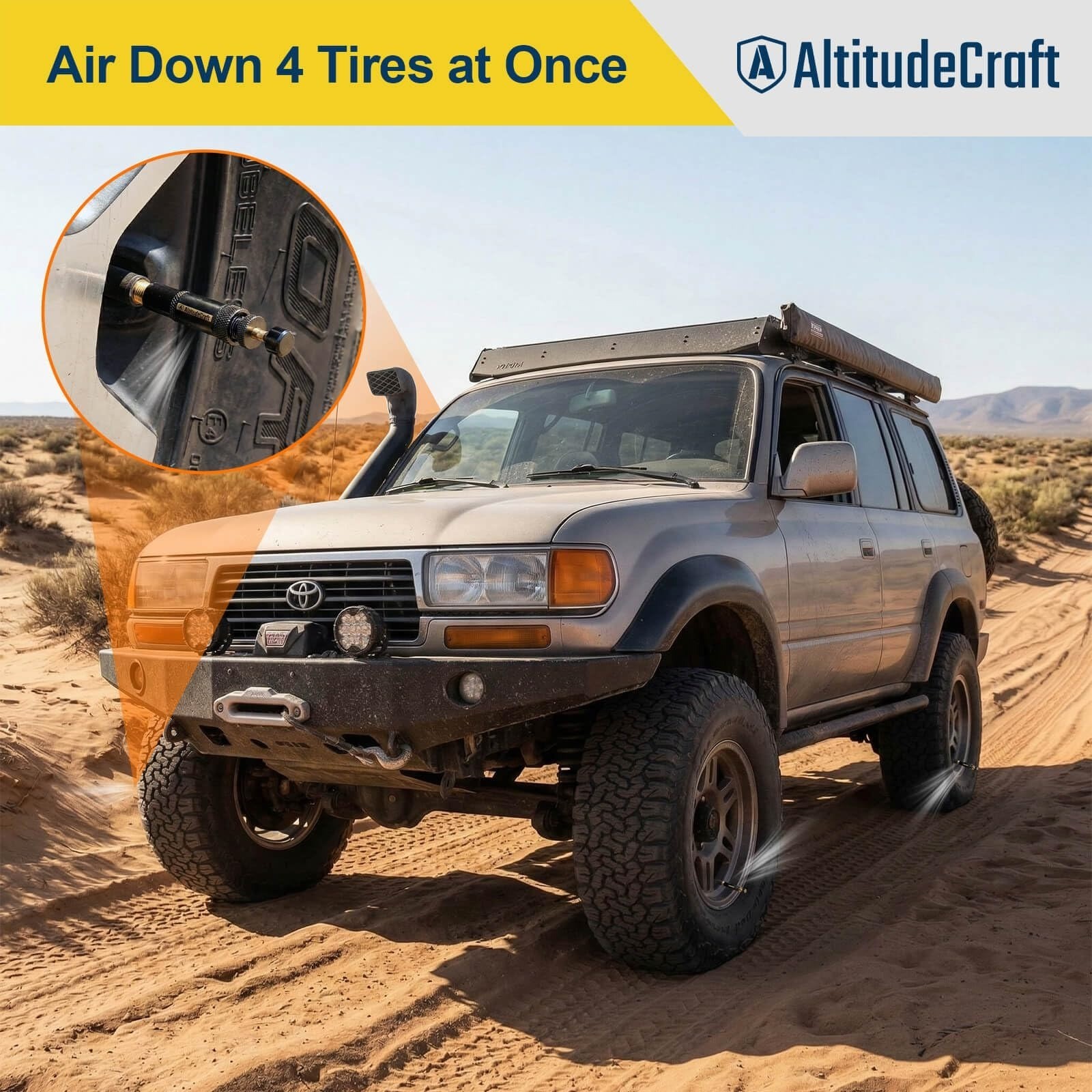 AltitudeCraft Automatic Tire Deflator Kit 4-Pack for Off-Road Use