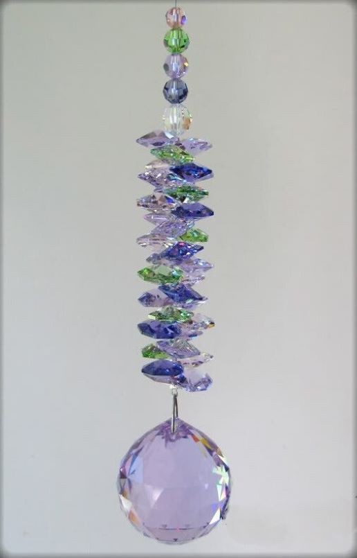 Large Swarovski Violet Crystal Ball Suncatcher made with Swarovski Multi Colours