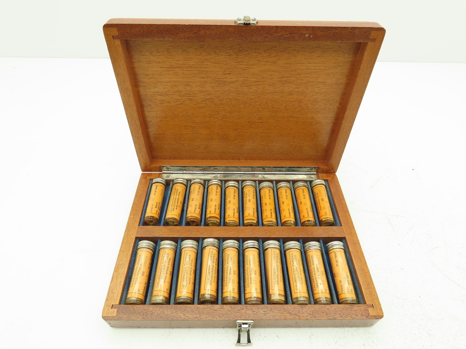 Besly Welles 20HS Thread Measuring Wire Set 6-36 TPI 60° HSS 20 Sizes with Case