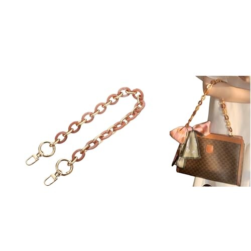 Acrylic Resin Chain Purse Strap 23.6IN Purse Transparent Chain DIY Pink Gold