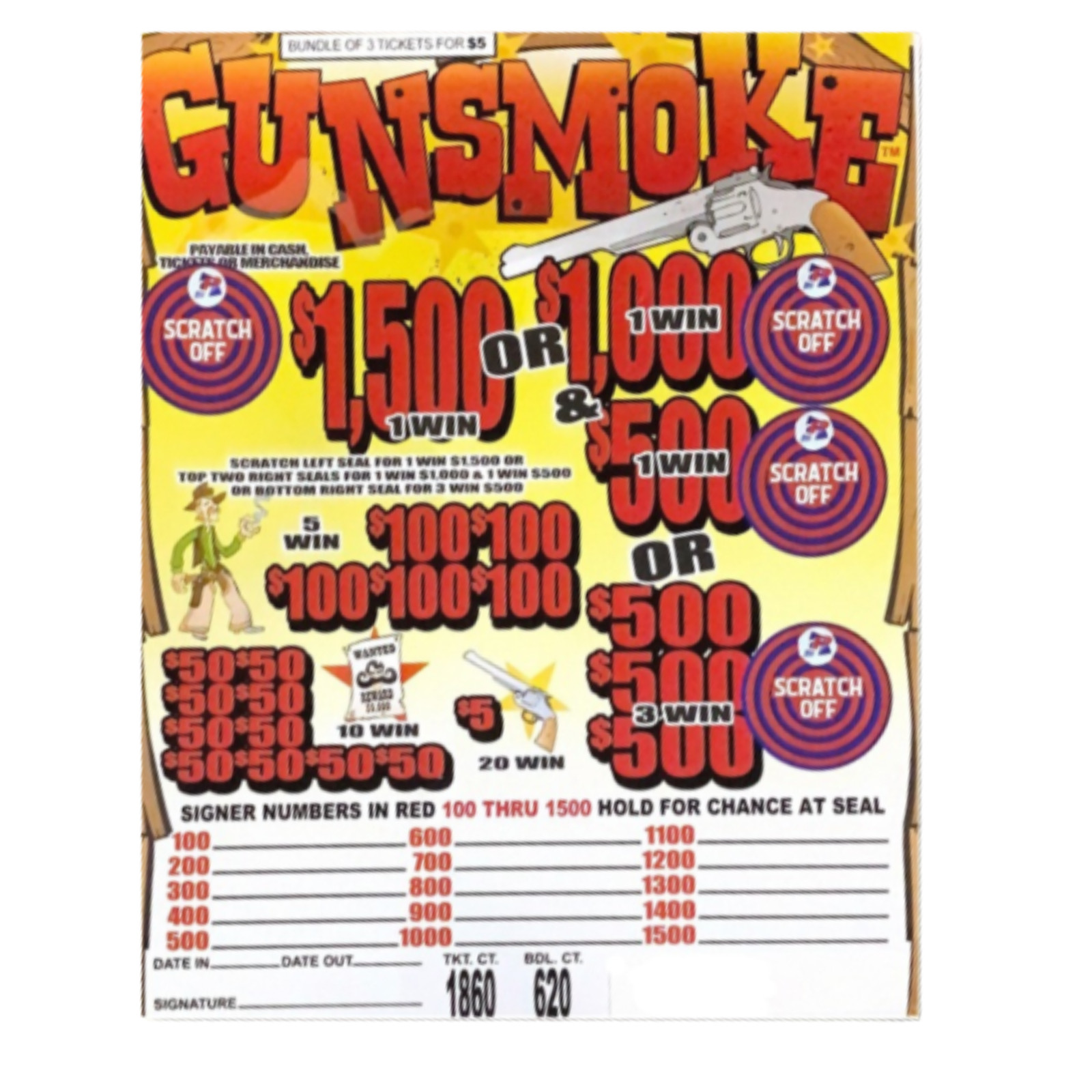 Jar Tickets  Gun Smoke $5 tickets