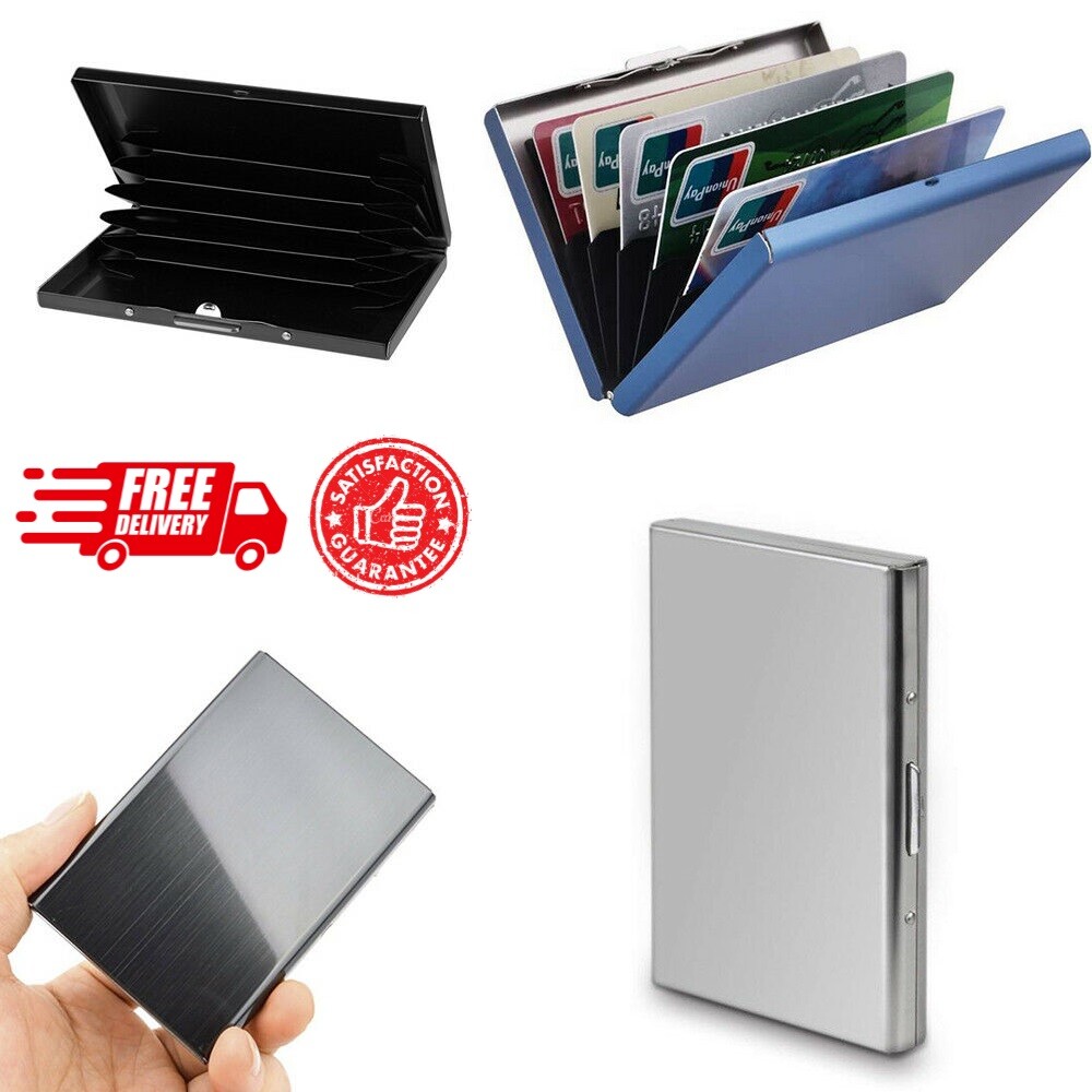 Men Stainless Steel RFID Blocking Credit Card ID Holder Slim Money Travel Wallet