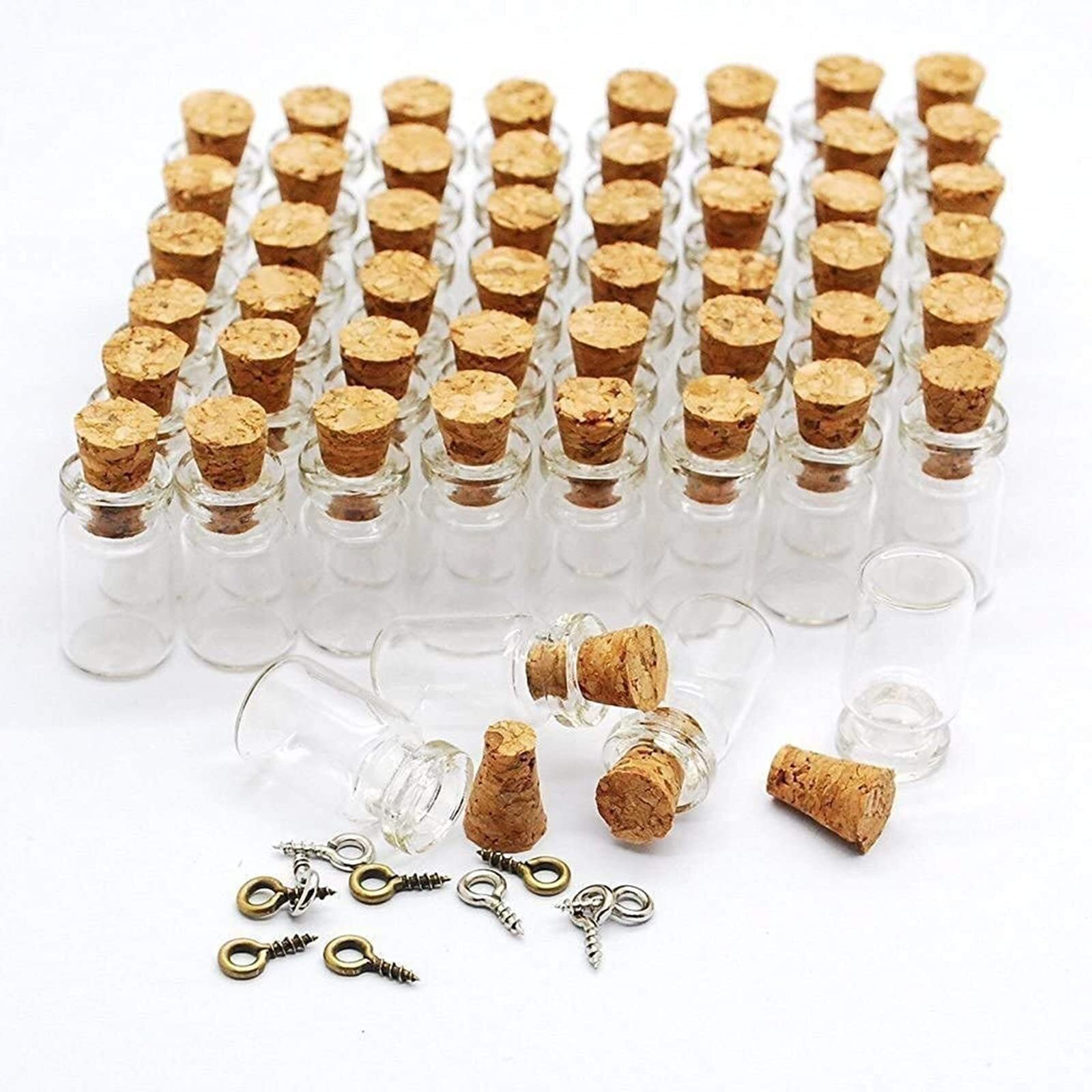 60 Pcs 0.8ml Mini Small Bottles Vials Clear Glass Bottles Tiny Jars With Cork St