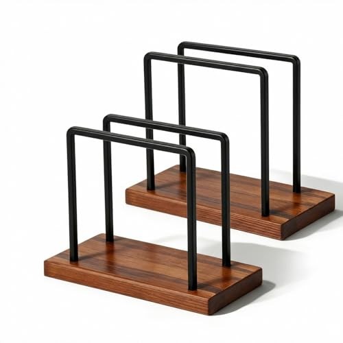 Wooden Napkin Holder, 2 Pack Walnut Paper Napkin Holder for Table with Sturdy