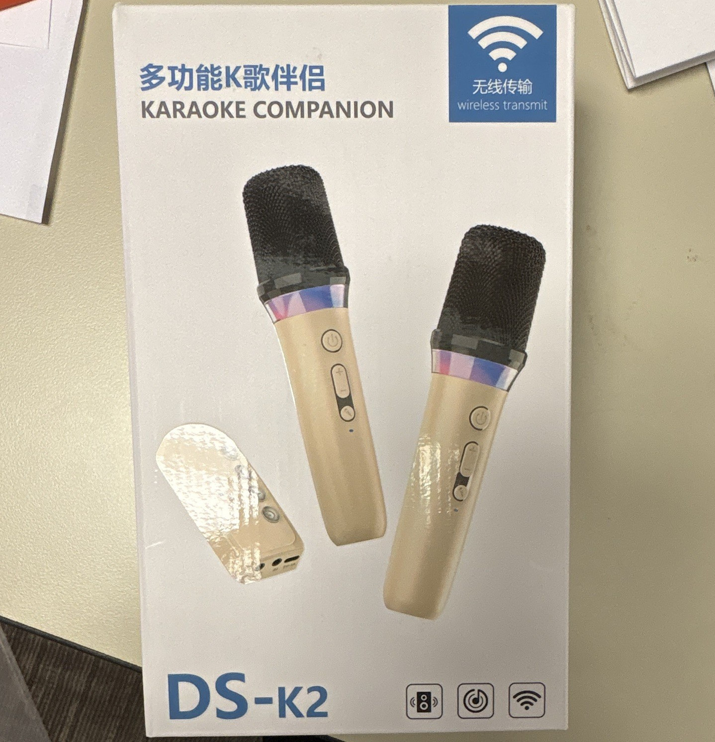 DS-K2 Wireless Cordless Karaoke Handheld Microphone Set, Gold