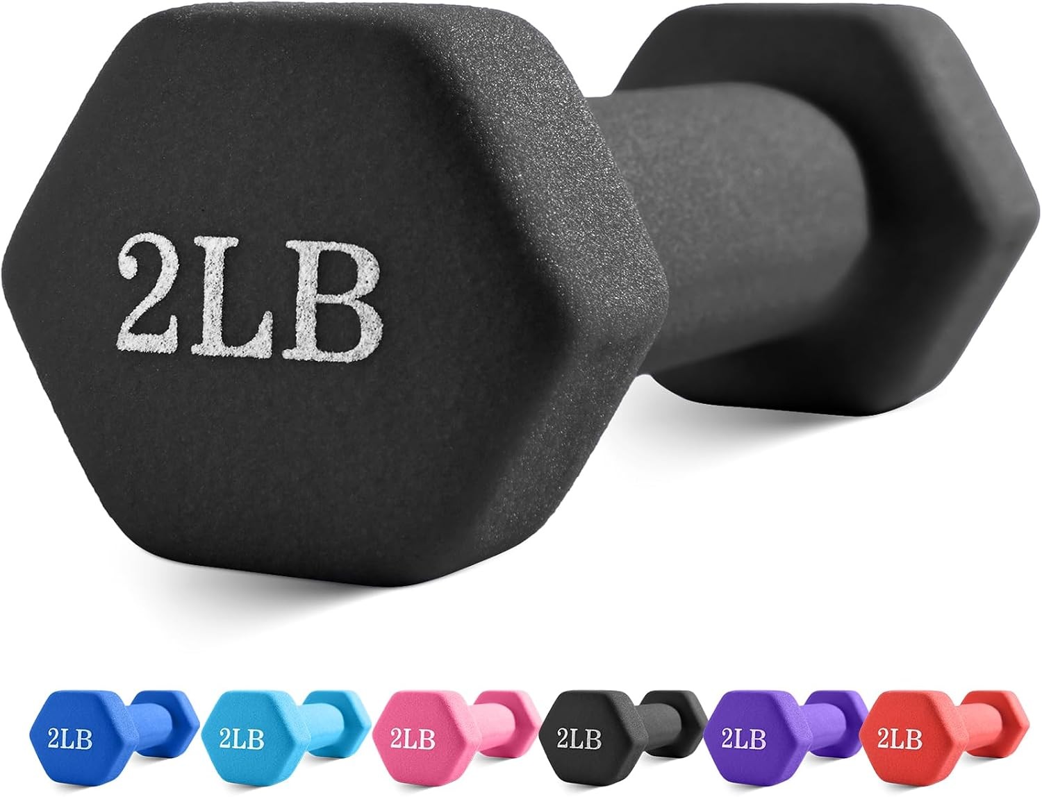 Weights Dumbbells with Neoprene Coating（Single）, 1LB-3LB Anti-Roll, Anti-Slip,
