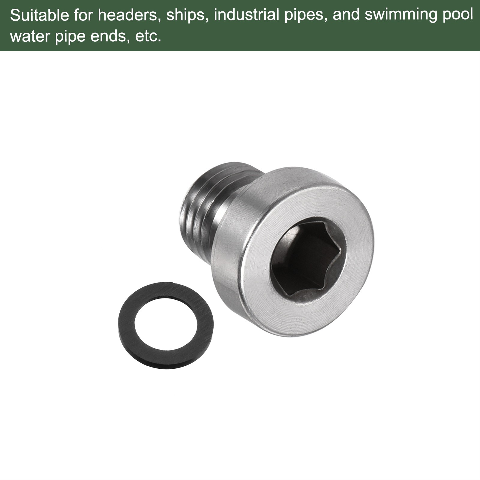M10 x 1 Stainless Steel Internal Hex Head Socket Pipe Fitting (Silver)