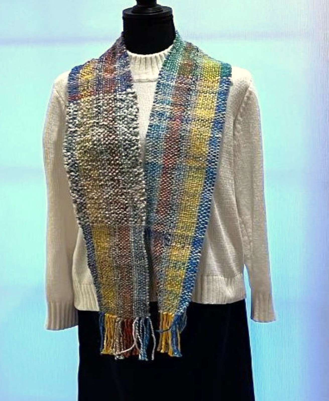 Multi-Colored Self-Striping Handwoven Scarf
