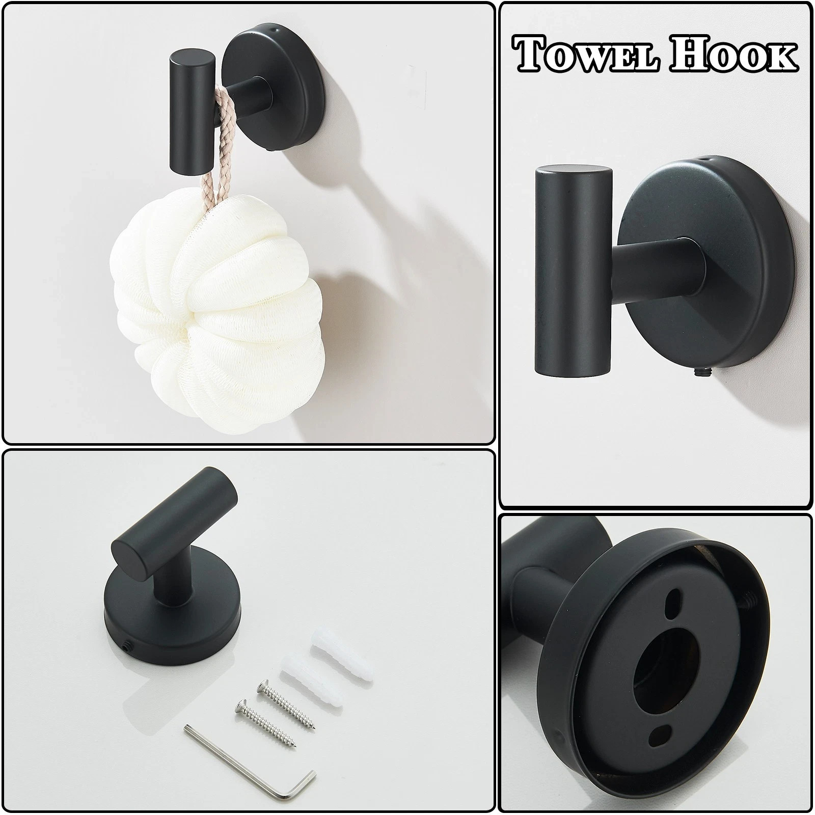 Matte Black 10-Piece Complete Bathroom Accessory Set Towel Bar & Hardware Kit