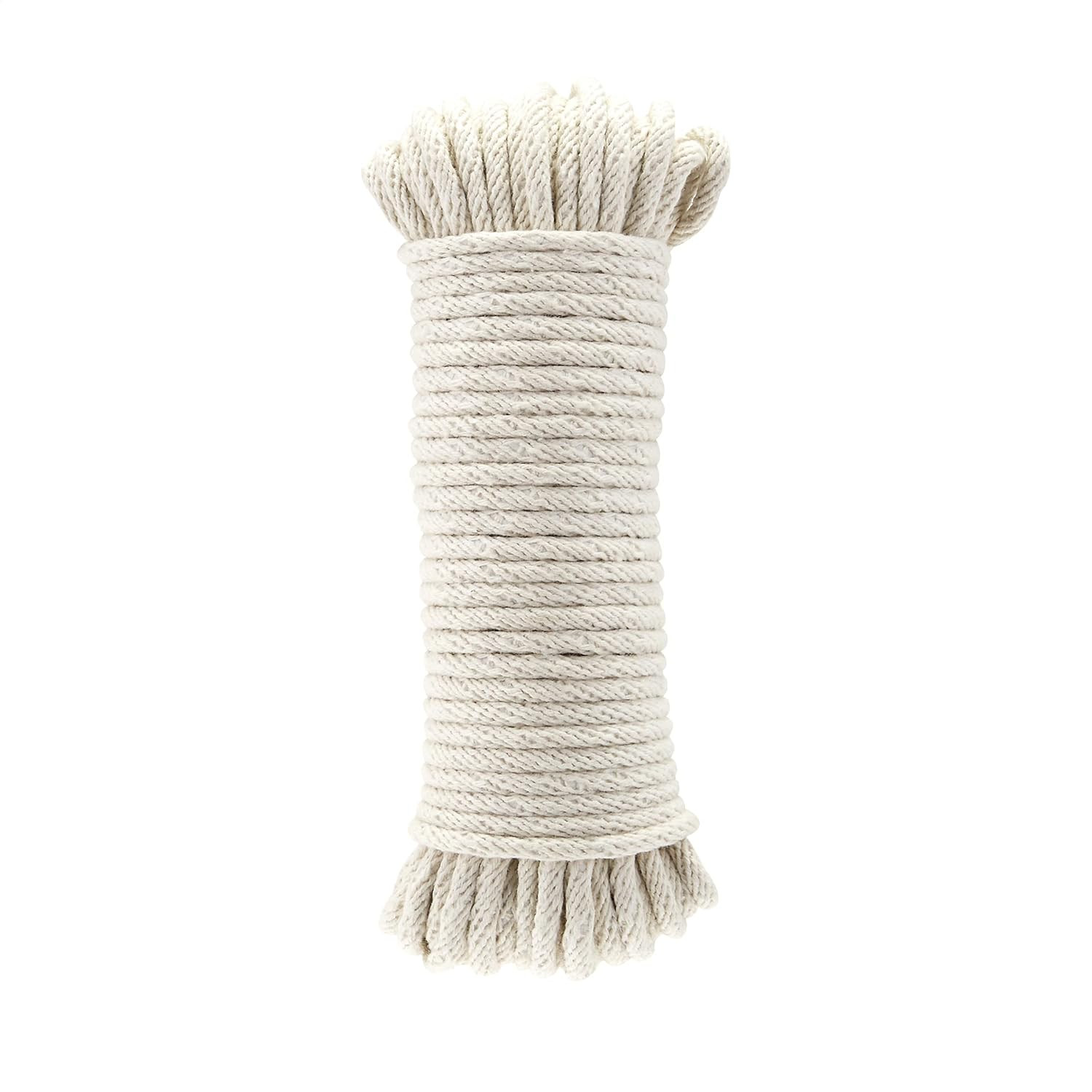 Amazon Basics Natural Cotton Braided Rope, Strong, Low Stretch, All-Purpose, Clo