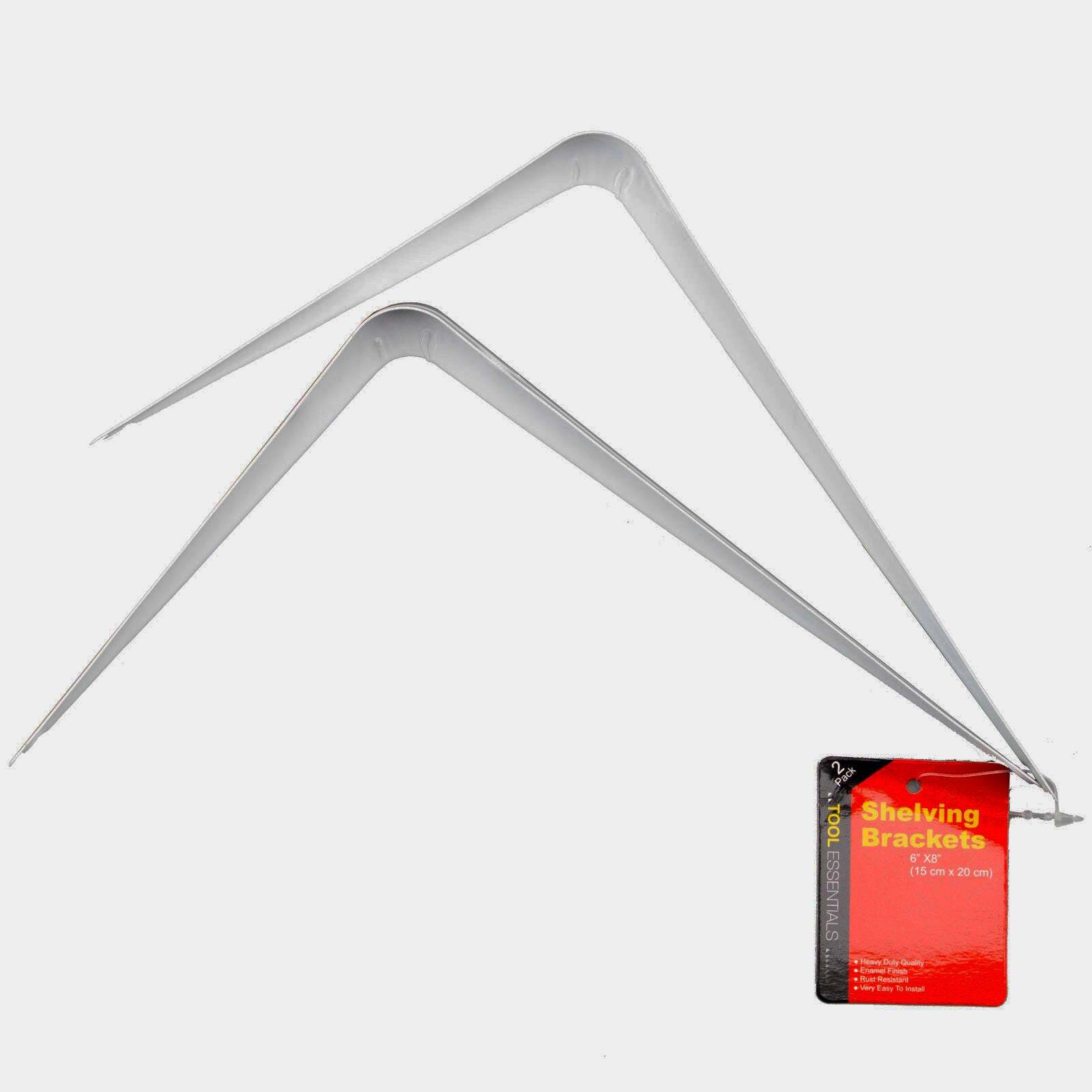 Tool Essentials 2 Pack of Shelf Brackets 6" x 8" White Finish