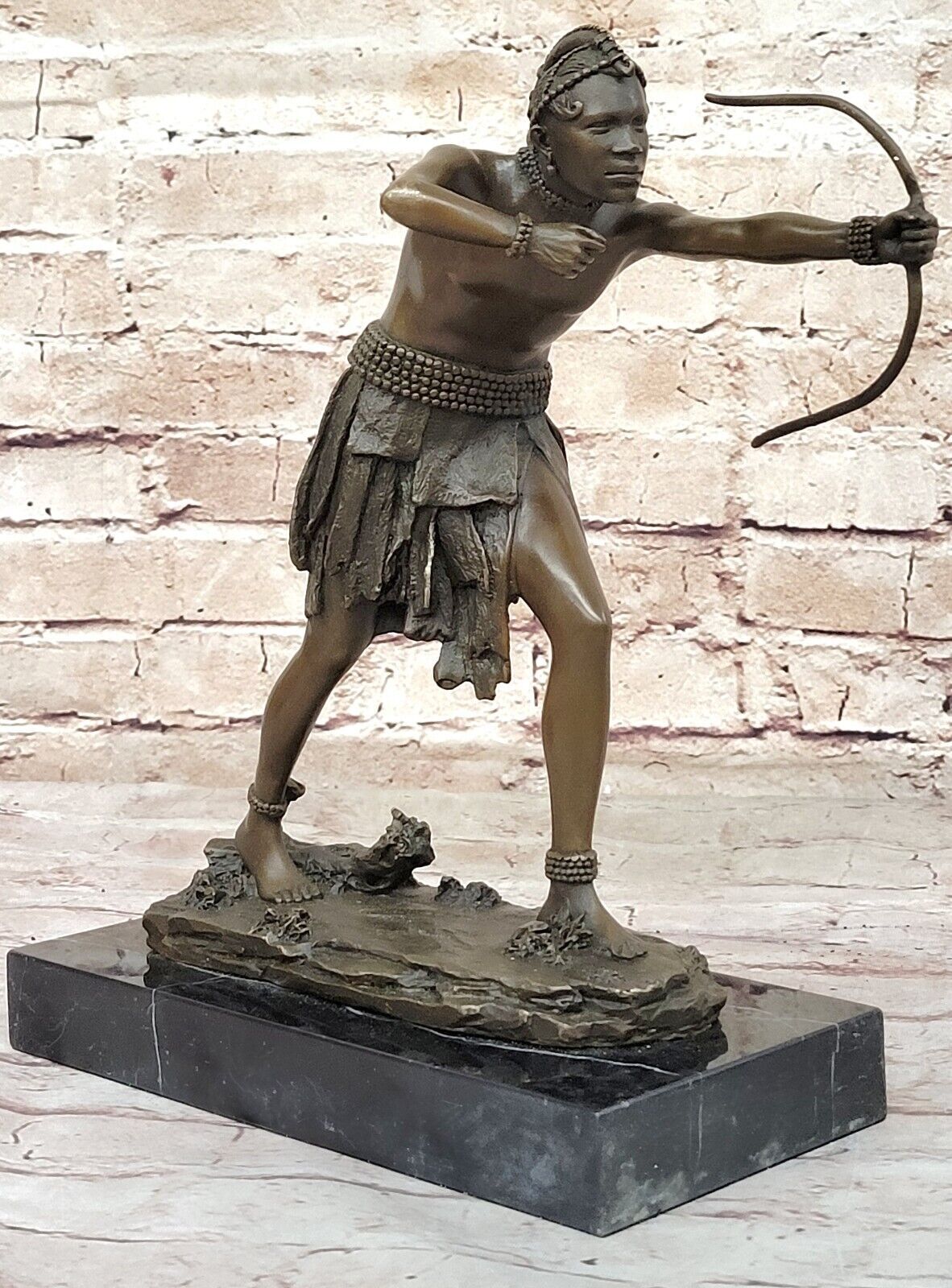 Native American Warrior Chief Bronze Sculpture: Handcrafted by Miguel Lopez Sale