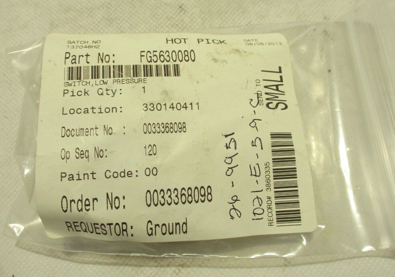 NEW NASON SM-1A-55F/HH PRESSURE SWITCH