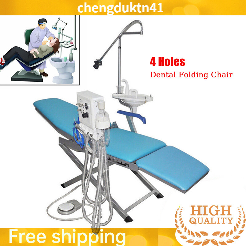 Portable Dental Folding Chair+LED Light+Turbine Unit+Weak Suction 4 Hole BEST