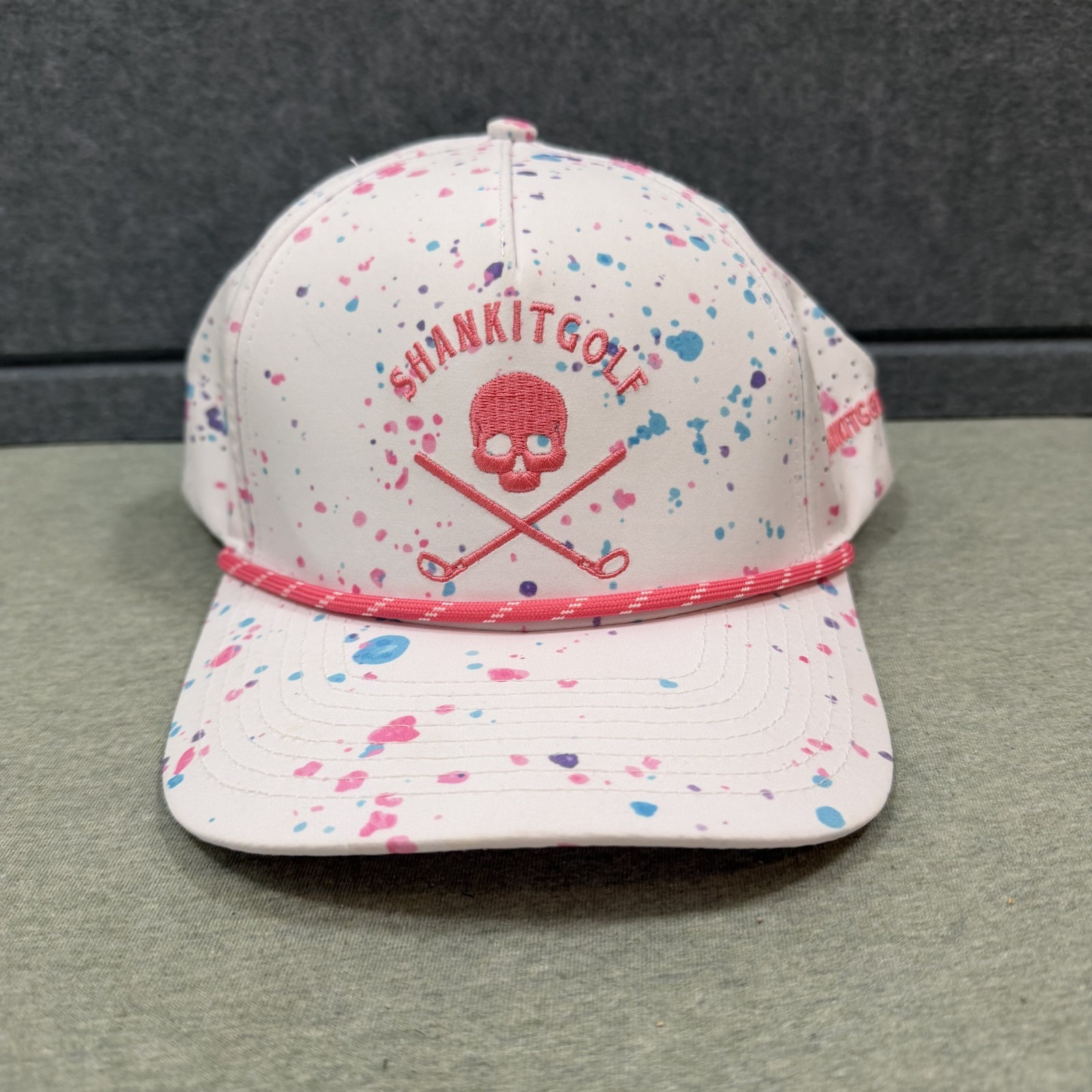 SHANKITGOLF Skull & Crossbones Clubs Multicolored Snapback Golf Hat OSFA Splat