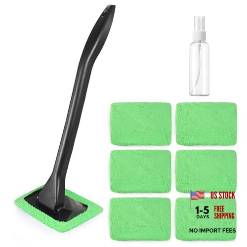 Windshield Cleaner Tool Car Window Cleaner with 6 Reusable and Washable green