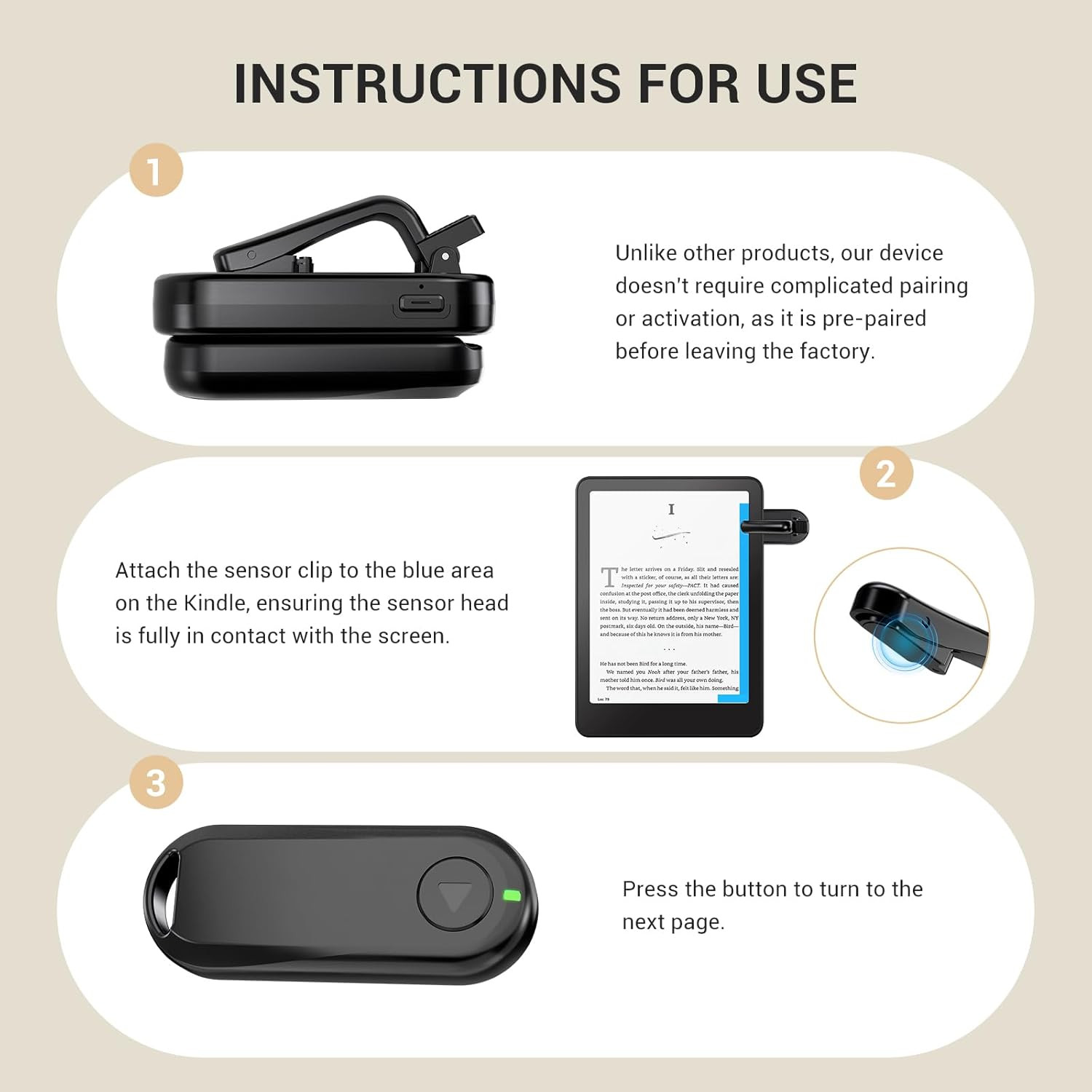 CoBak Remote Page Turner – Page Turning & Camera Remote Shutter for Kobo, E-Read