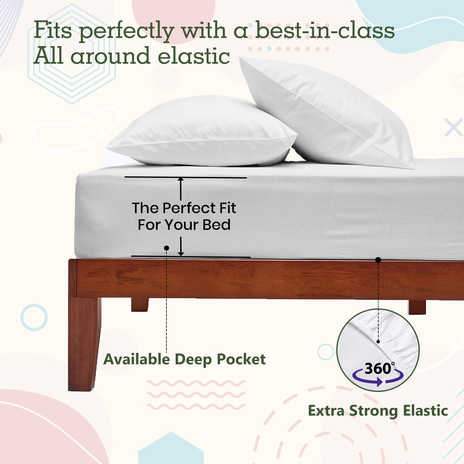 Extra Deep Pocket Bed Sheets 1000 - 1200 TC Egyptian Cotton Moss Solid