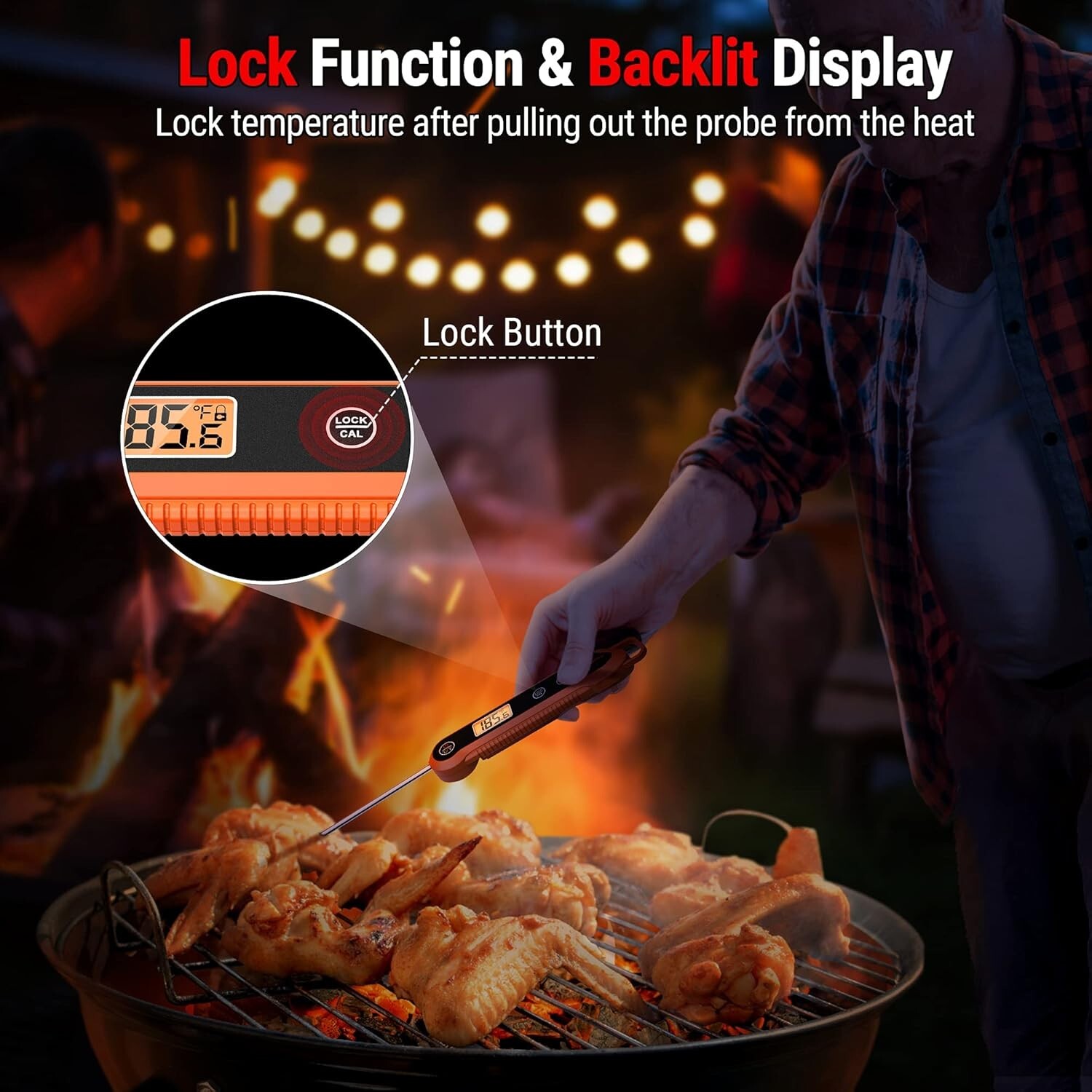 Premium Digital Kitchen Thermometer - Instant Read, Lock & Calibration Features