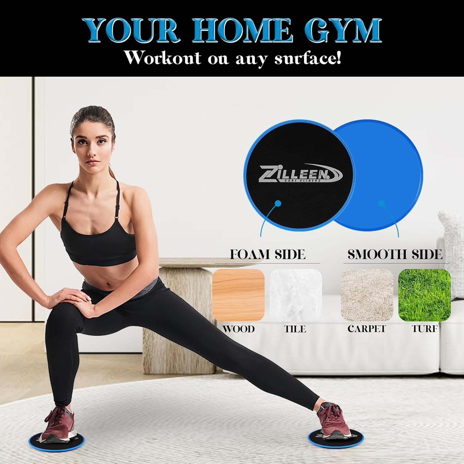 ZILLEEN Exercise Sliders for Working Out Fitness Discs for Pilates Women Men, 2