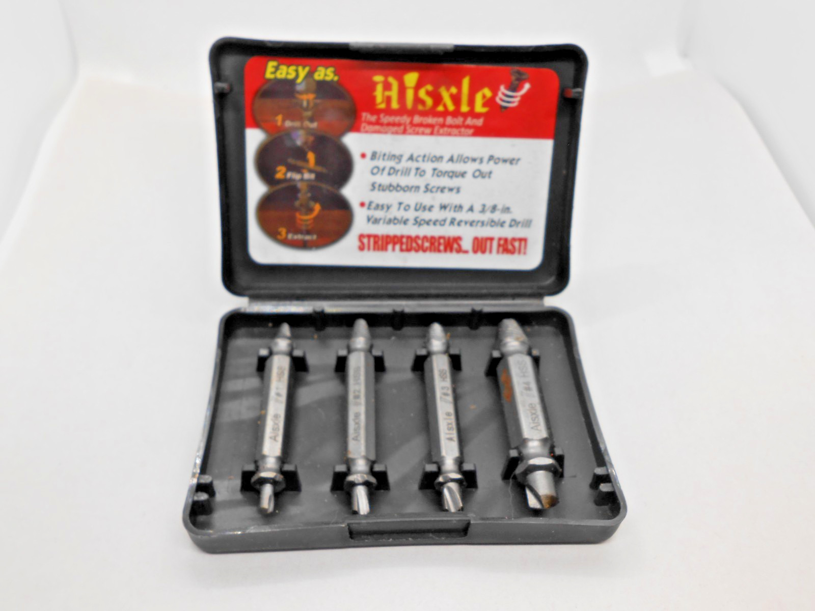 Screw/Bolts Extractor with Case 4pc Set- Damaged Screw Extractor