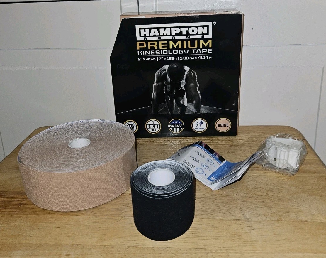 Hampton Adams Premium Kinesiology Tape Beige Uncut & Black Cut Both Missing Some