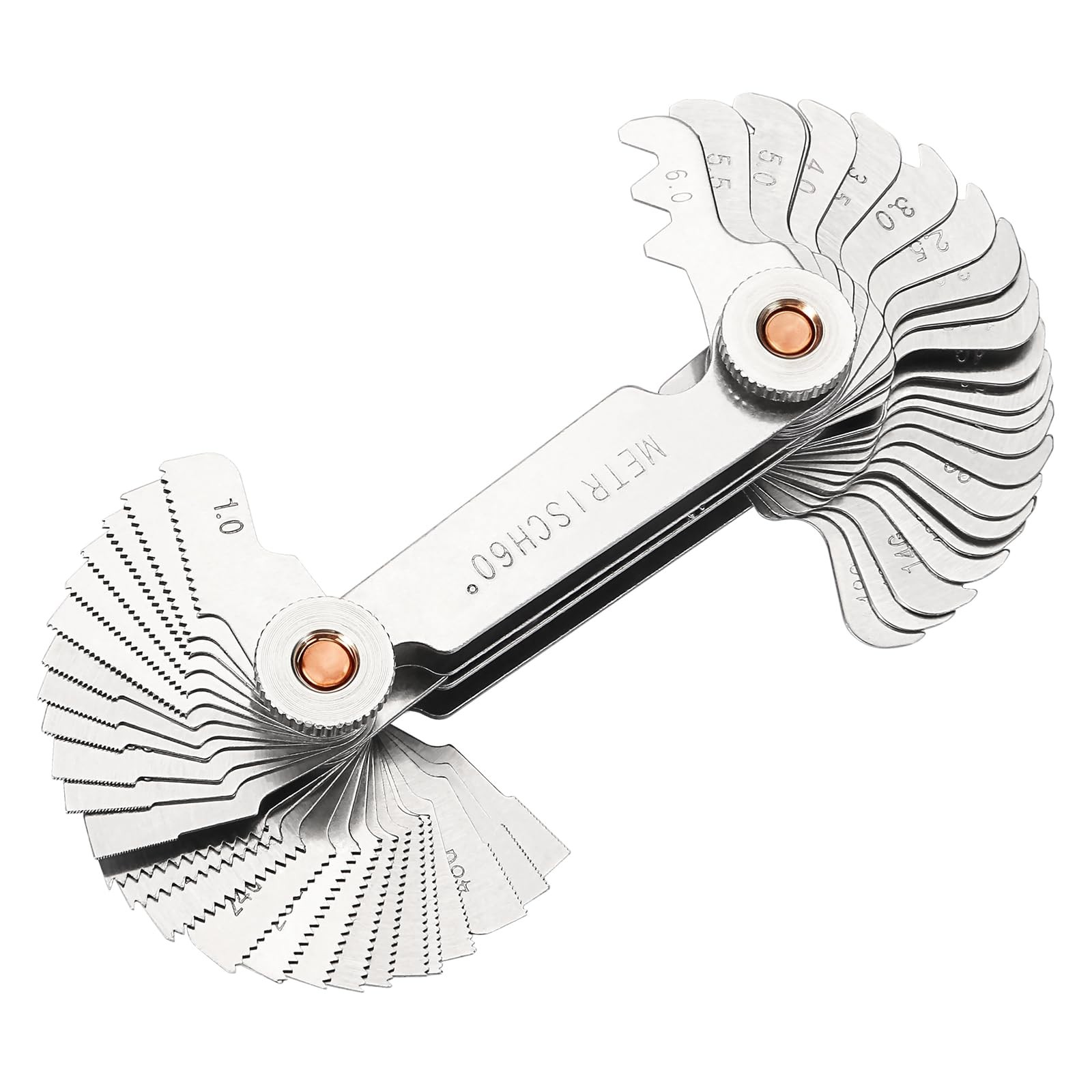 Professional Thread Gauge, 3-in-1 Thread Pitch Gauge: Metric 60°, Whitworth 55°