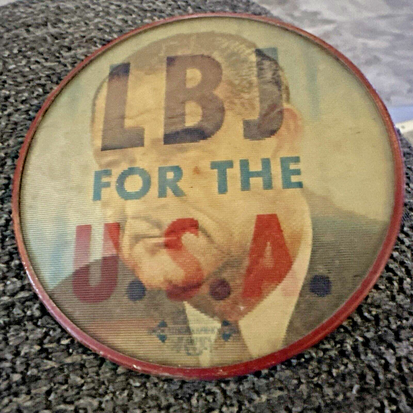 Vintage " LBJ For the U.S.A"  Pin Hologram as it was in 1964! UNIQUE! Democrat