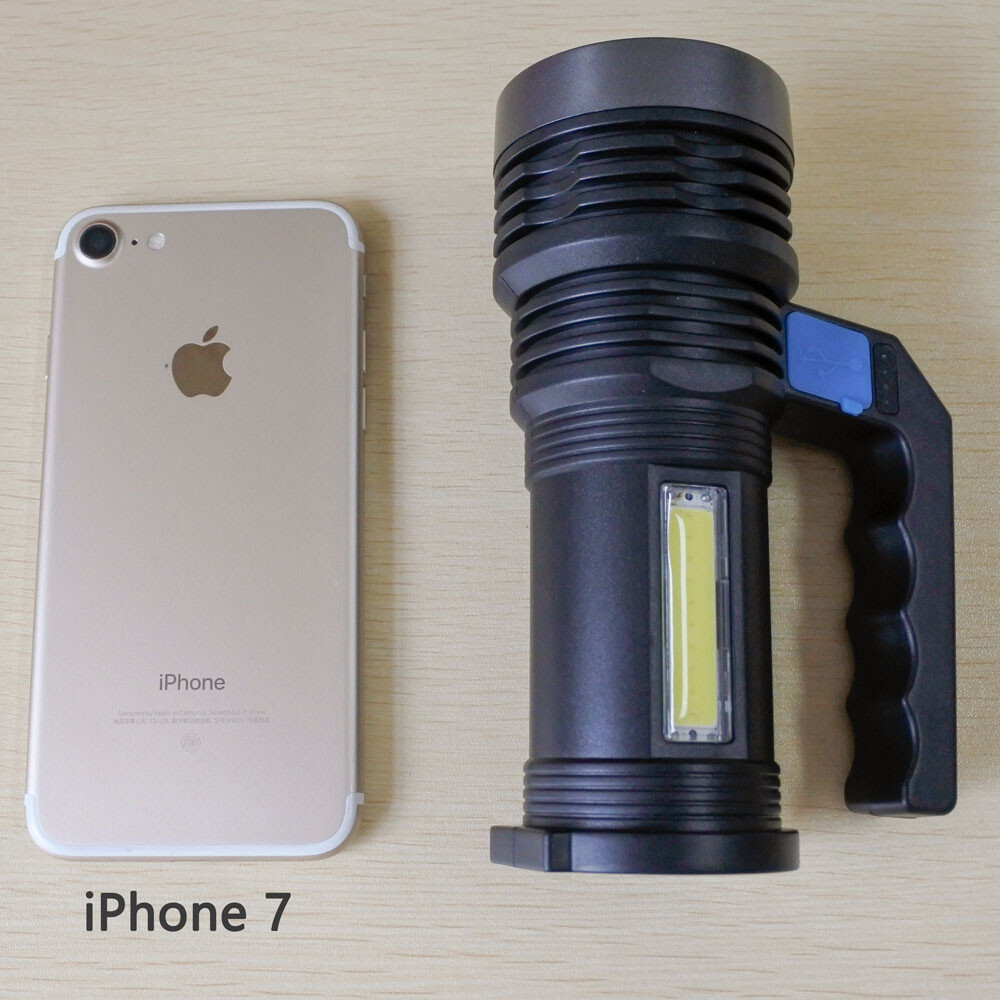 High Powered Ultra Bright LED Torch Rechargeable Security Flashlight Side Light