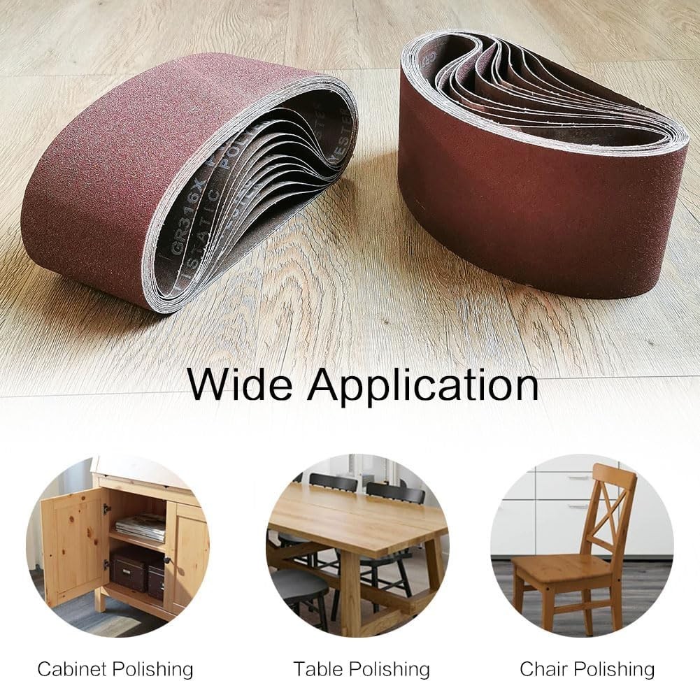 Professional 3x21 Sanding Belts: 12-Piece Aluminum Oxide Pack for Versatile Use