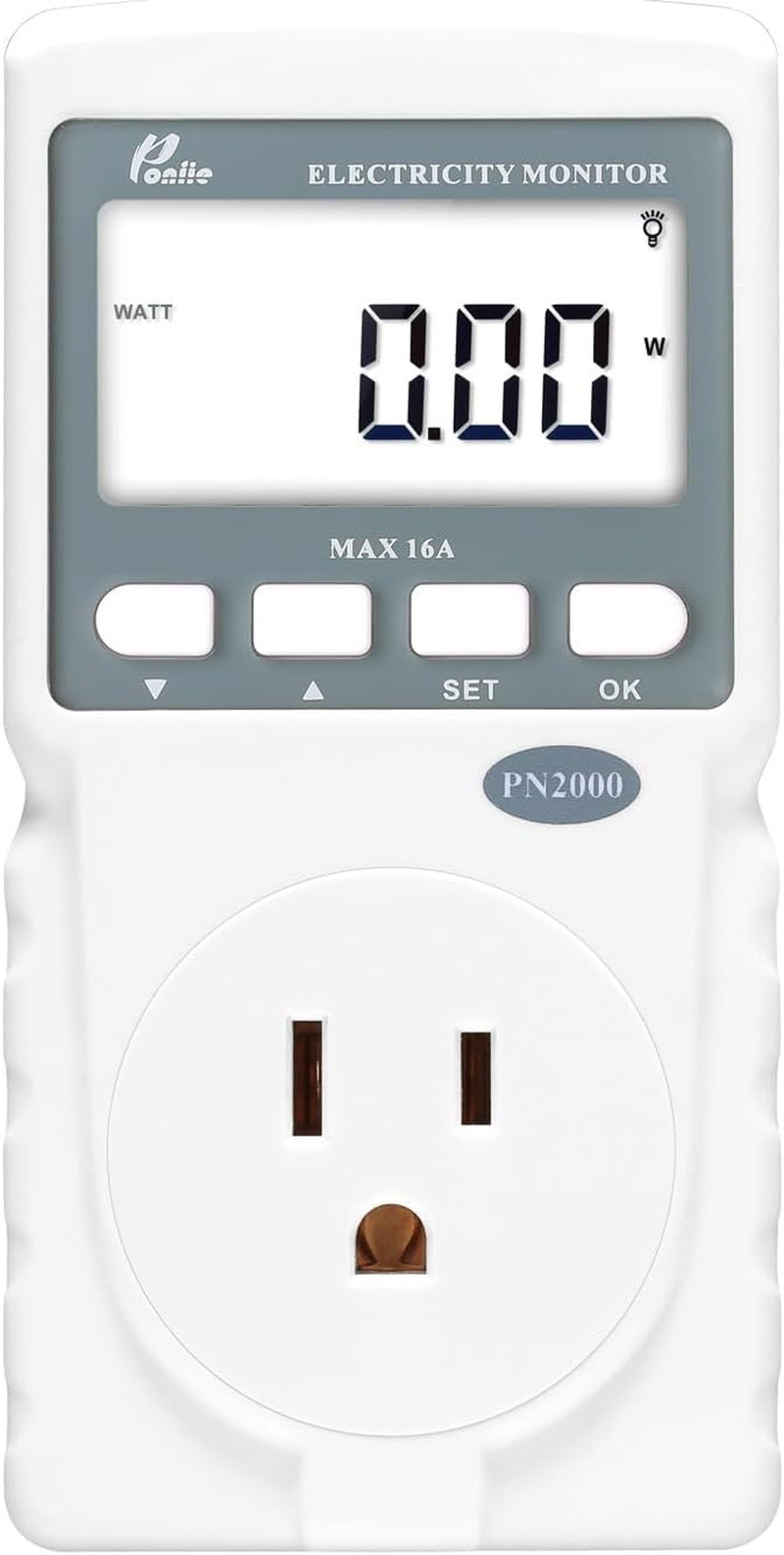 PN2000 Plug-In Kilowatt Electricity Usage Monitor Electrical Power Consumption W