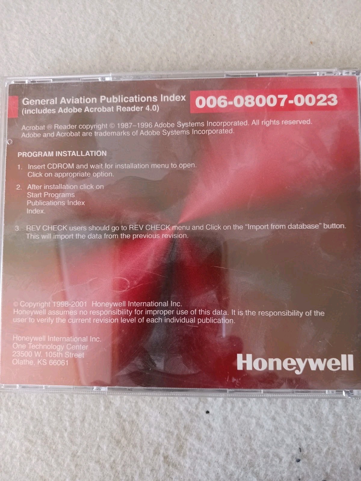 Honeywell General Aviation Publications Index CD-ROM 006-08007-0016 Thru -0023