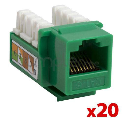 20 pack Cat6 Keystone Jack Punch Down RJ45 CAT6 Green