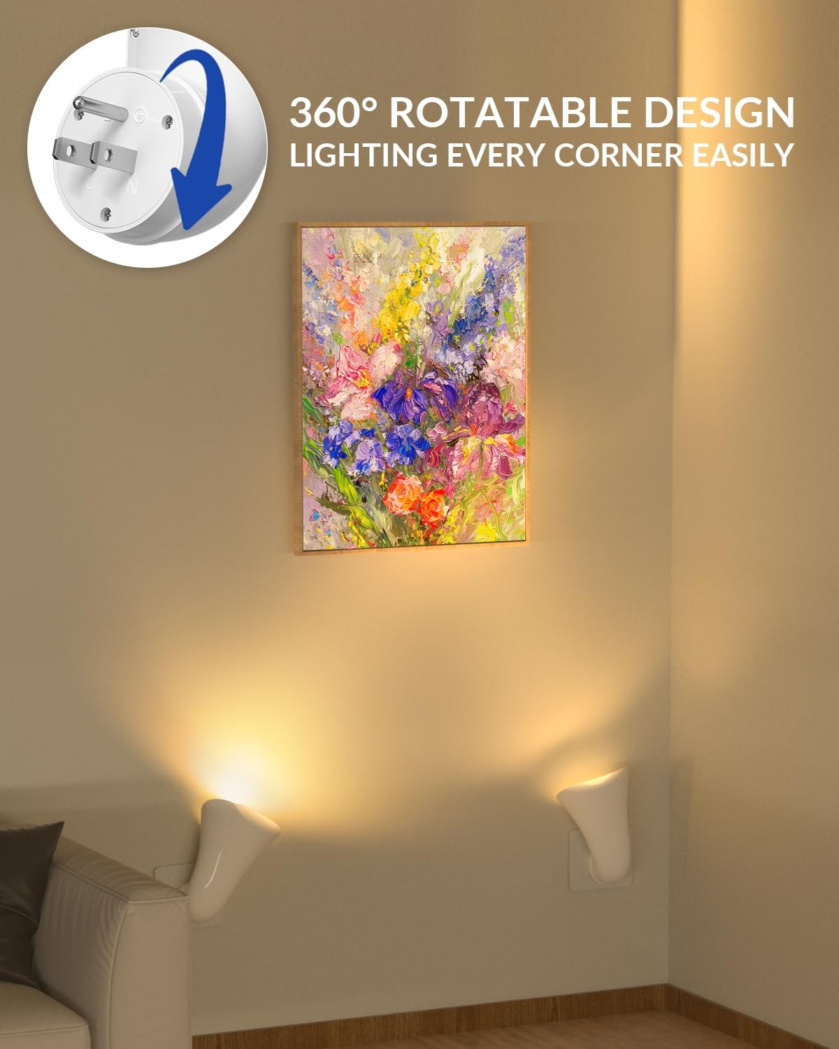 BrightArk Plug in GU10 Wall Uplighter Lamp with Timer RGB (Red, Green, Blue)