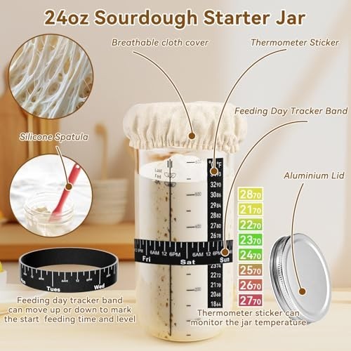 Sourdough Starter Kit - 24PCS Baking Supplies, Banneton Baskets, Bread Tools & M