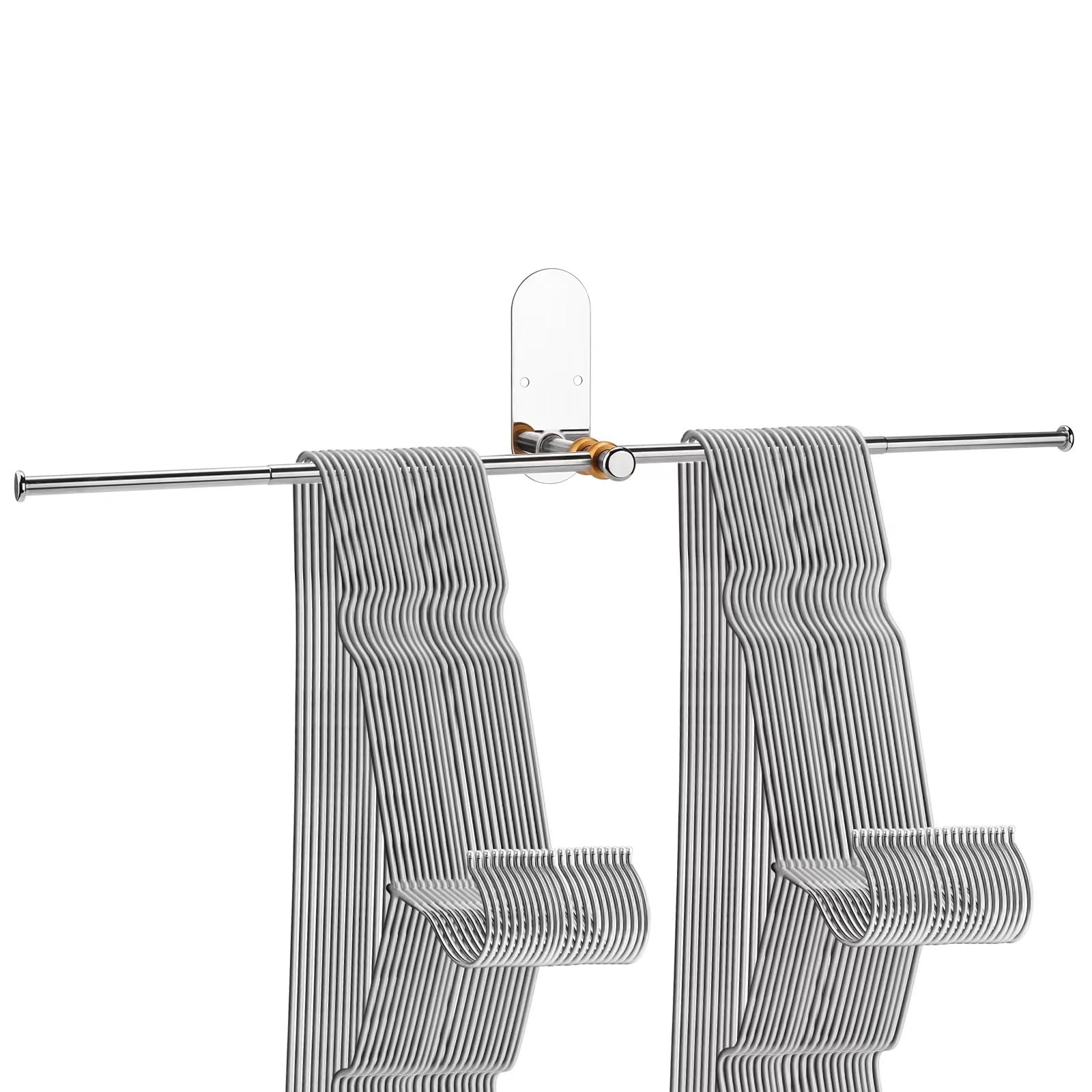 Stainless Steel Clothes Hanger Storage Space Saving Wall Mount Adhesive