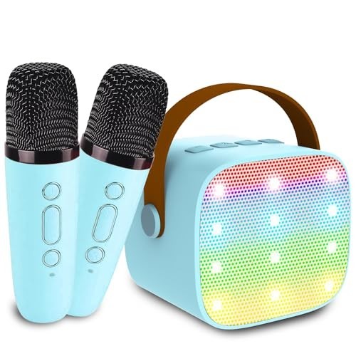 Kids Karaoke Machine, Portable Bluetooth Speaker with 2 Wireless Mics,...