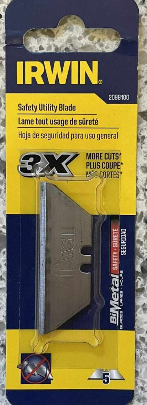 5-Pack Irwin Heavy-Duty Bi-Metal Safety Utility Blades- 2088100 - Made in USA