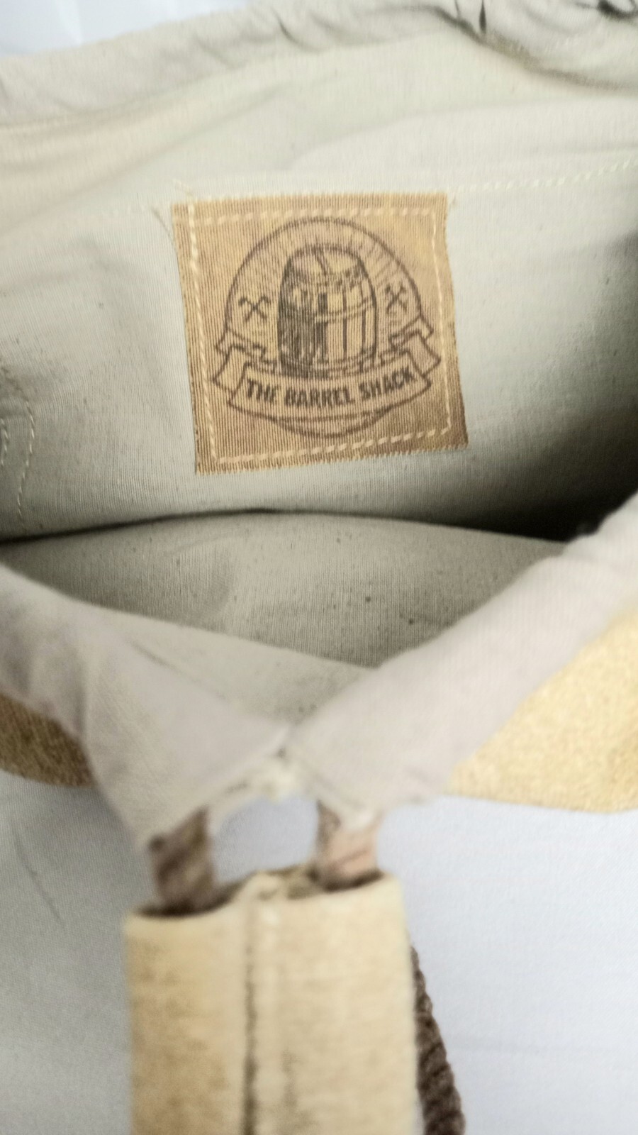 THE BARREL SHACK THE CHRISTOPHER O'SIZE BEIGE CANVAS & BROWNLEATHER BACKPACK NEW