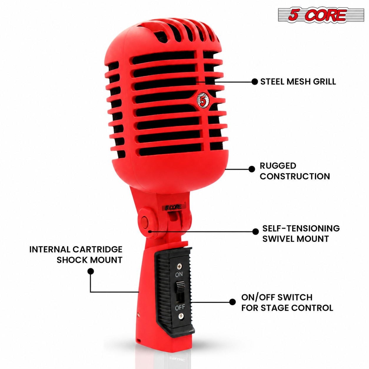 5 Core Retro Dynamic Vocal Iconic Microphone Vintage Classic Unidirectional Mic