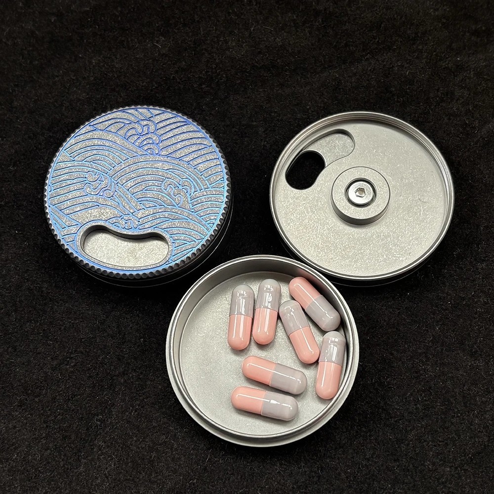 Small Titanium Alloy Storage Box Small Tool Round Case Travel Pill Bottle