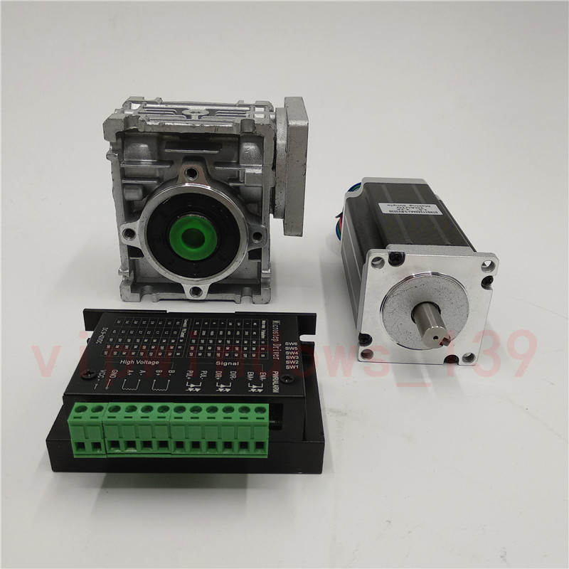 2ph Nema23 3NM Stepper Motor Driver L112mm + Worm Gearbox CNC Reducer 10:1 4.2A