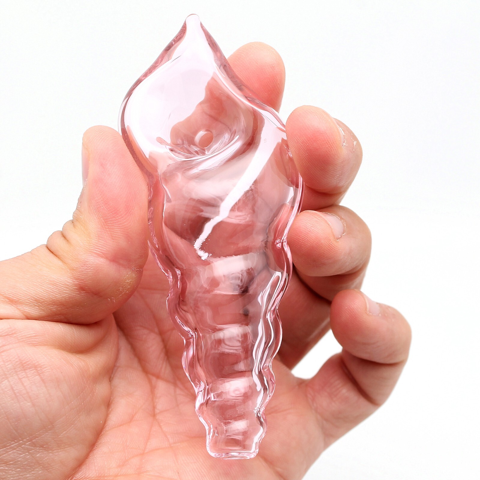 4.4" Glass Smoking Pipes Clear Pink Sea Snail Conch Handmade Smoke Bowl Tobacco