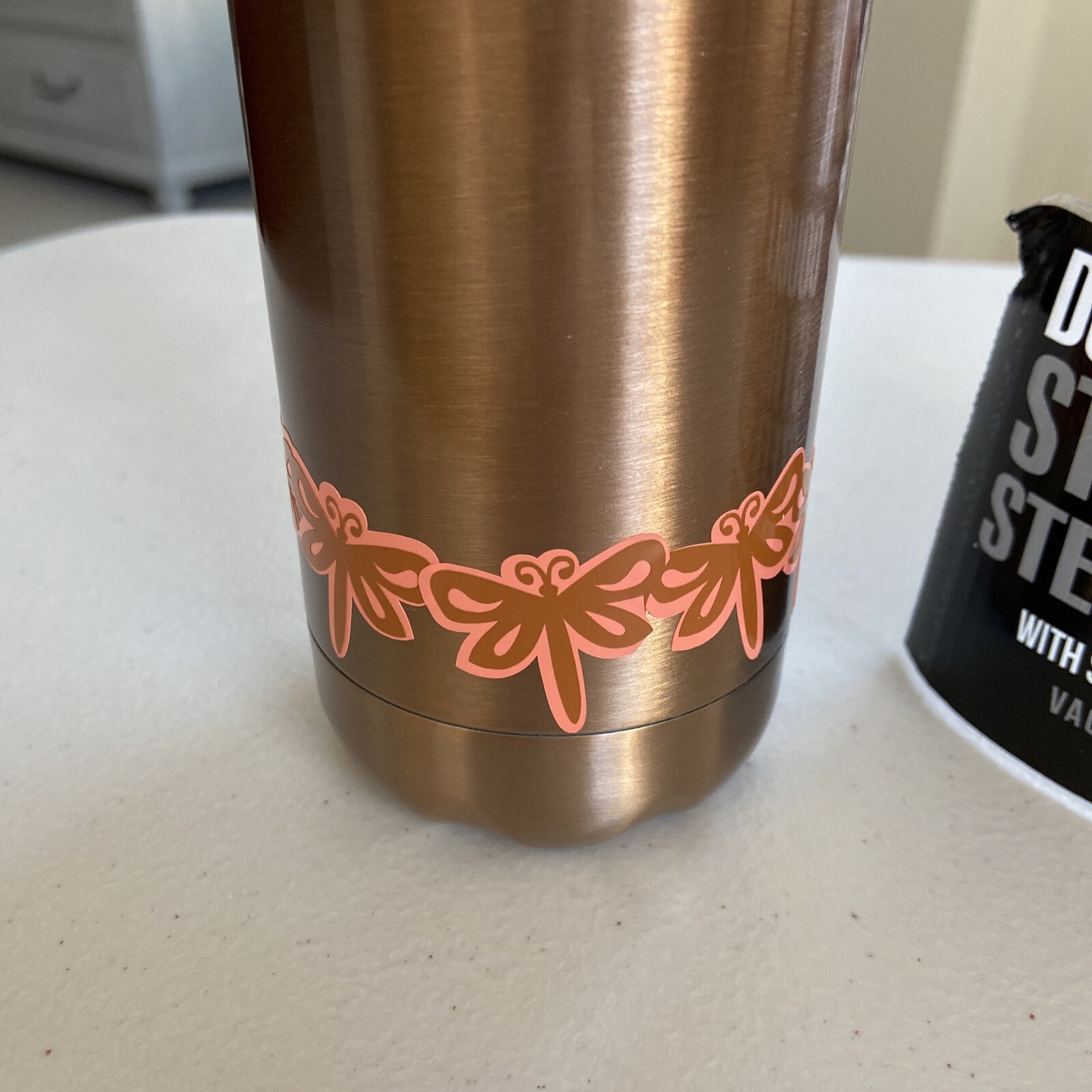 Water Bottle 17oz Hot/Cold Local artist design/made-Dragonfly