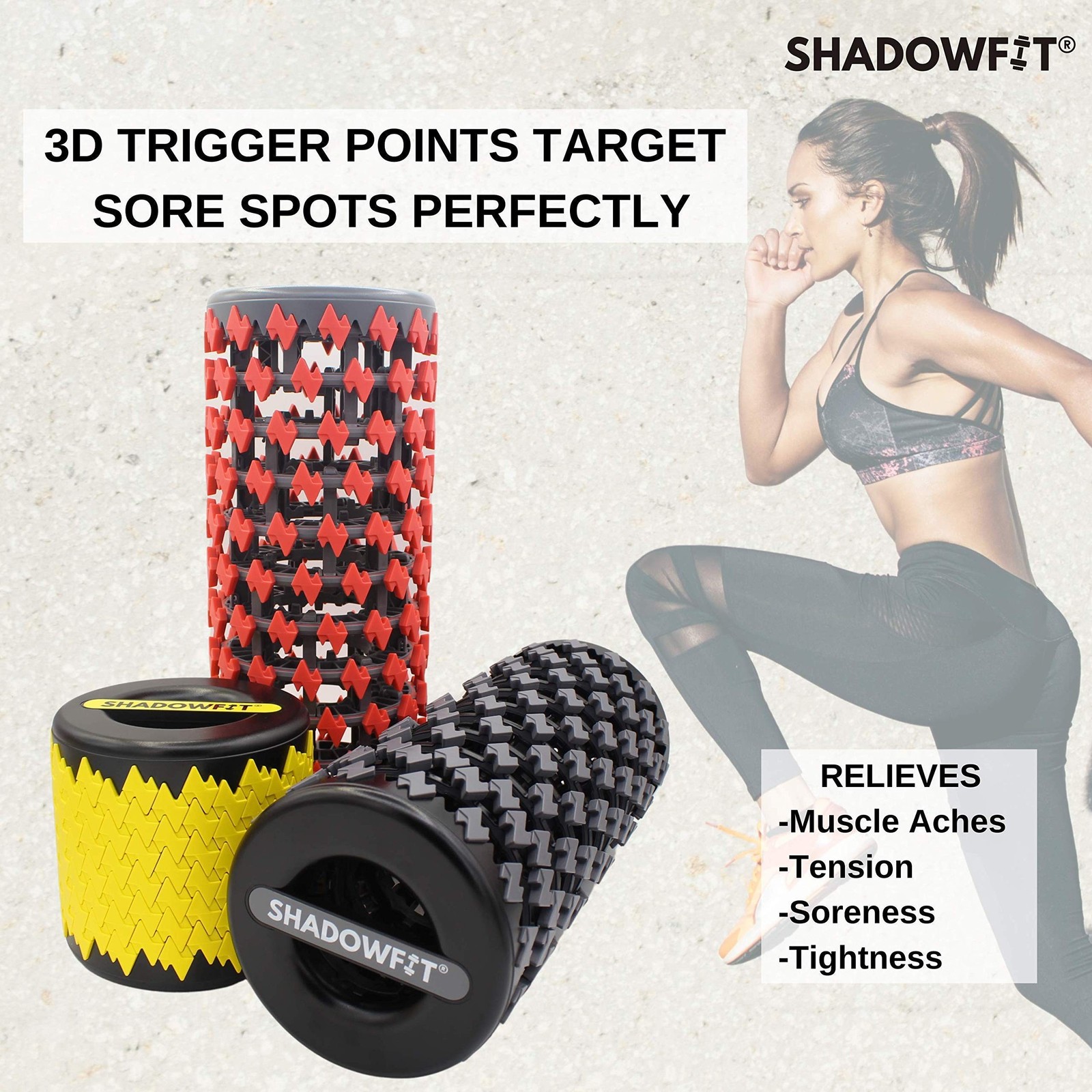 Adjustable Shadowfit Foam Roller Equipment for Sore Muscle, Tissues ∣ Mass