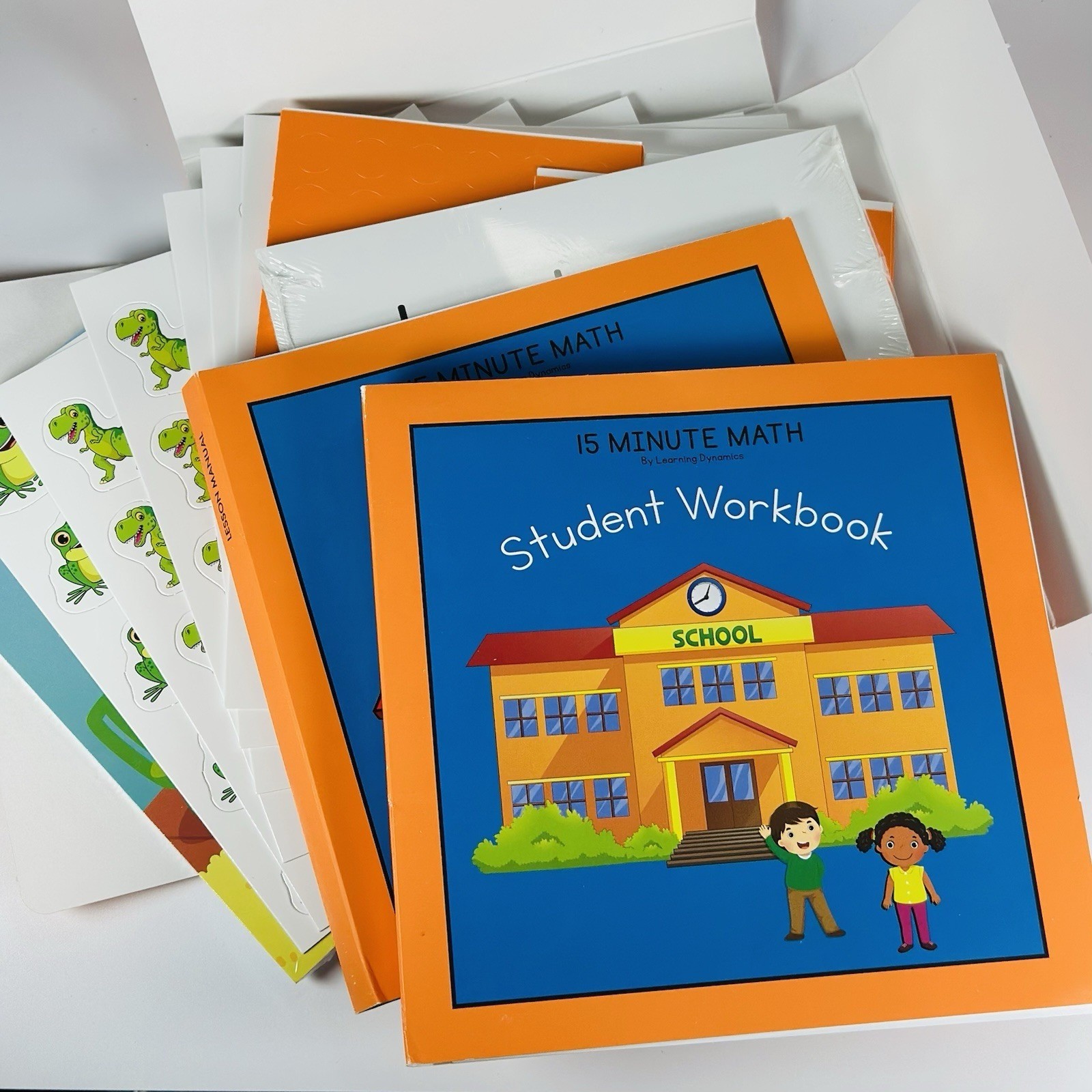 Learning Dynamics 15 Minute Math Workbooks and Stickers Full Set NEW