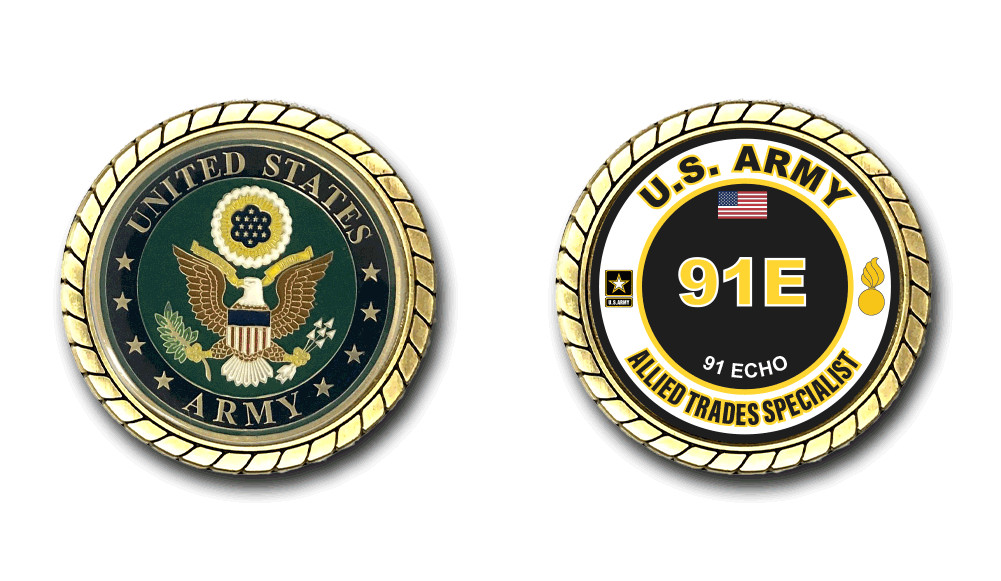 US Army 91E Allied Trades Specialist MOS Challenge Coin