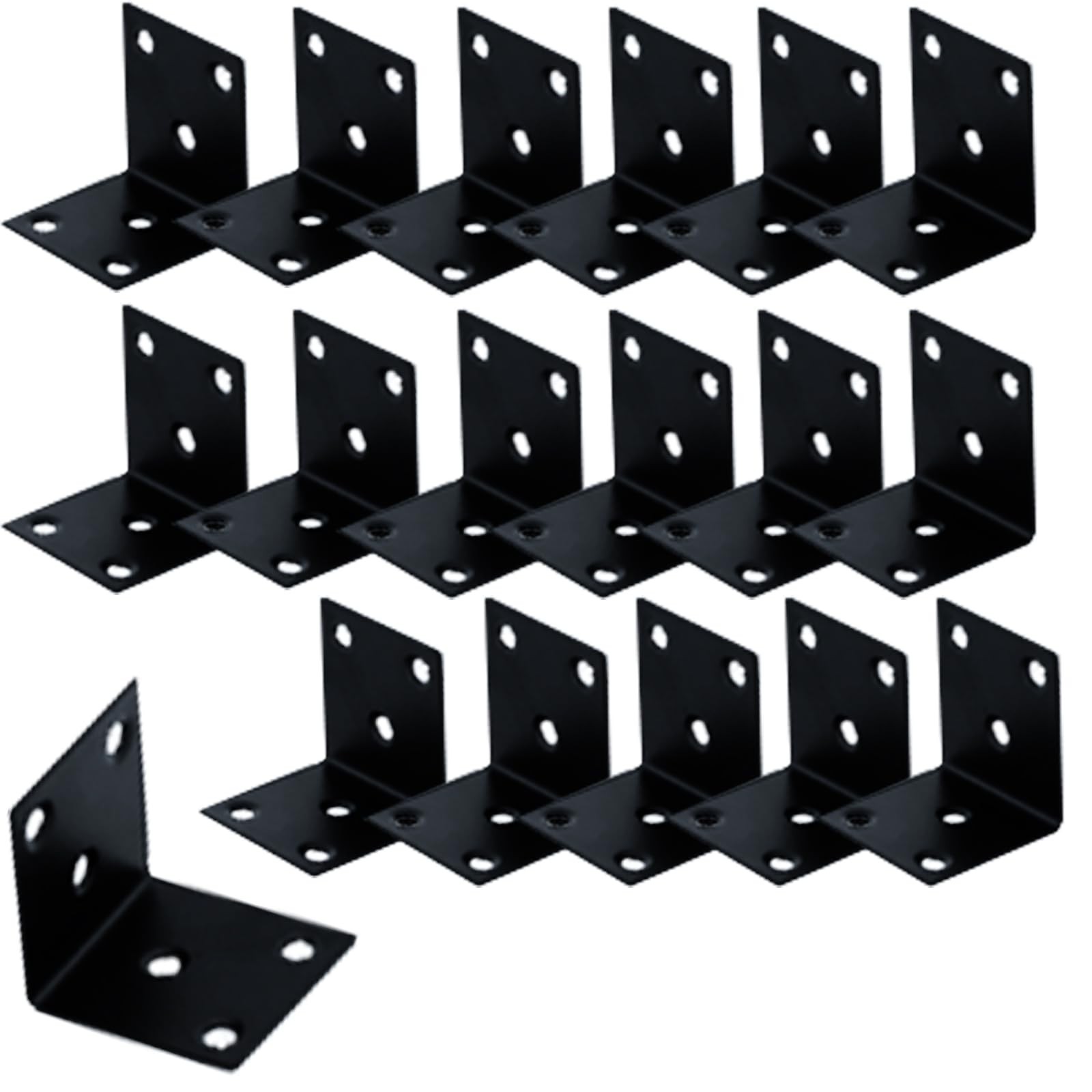 25 Pack 2.6'' L Right Angle Brackets with Slot, 0.05 Inch Thickness Black Sta...